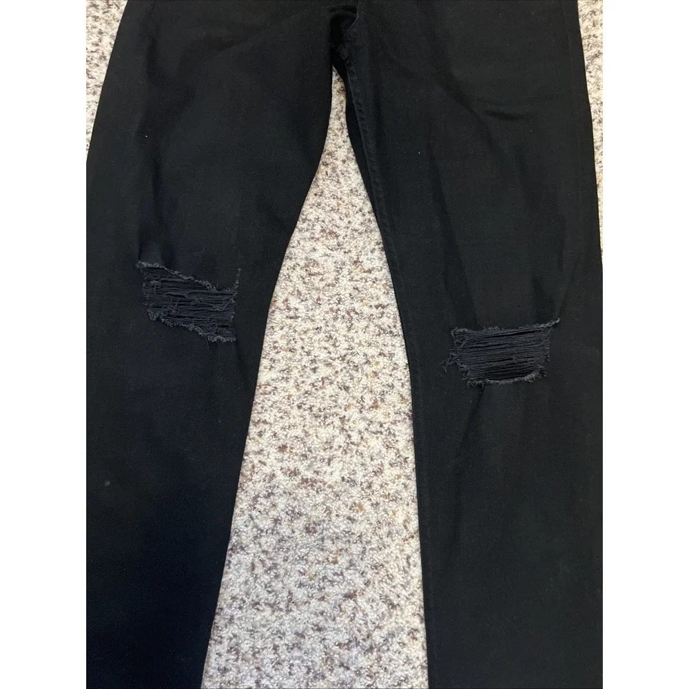 Rag & Bone Men's Black Skinny Jeans 36x 34 Black Denim Distressed Mid Rise